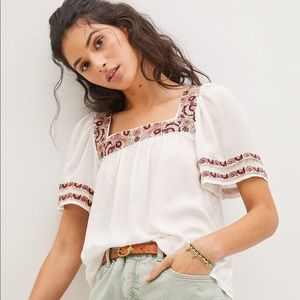 Anthropologie SP Floral Embroidered Top